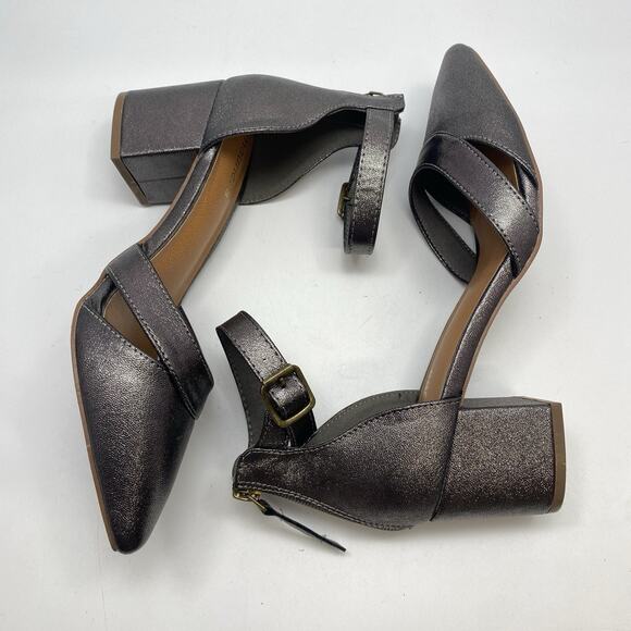 Maurices Tallia Metallic Pointed Toe Womens US 7 M Ankle Strap Heel Shoes 211762 - Picture 6 of 10